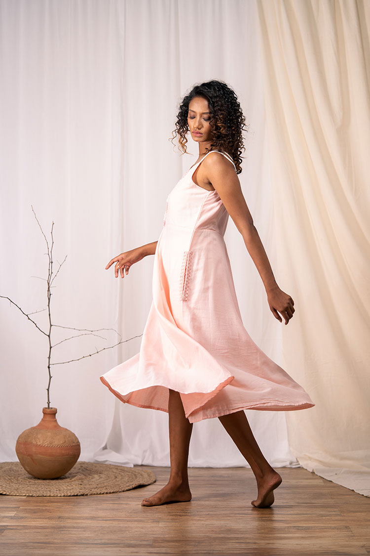 'BUDDING BEAUTY' Blush Pink Mulmul Cotton Dress