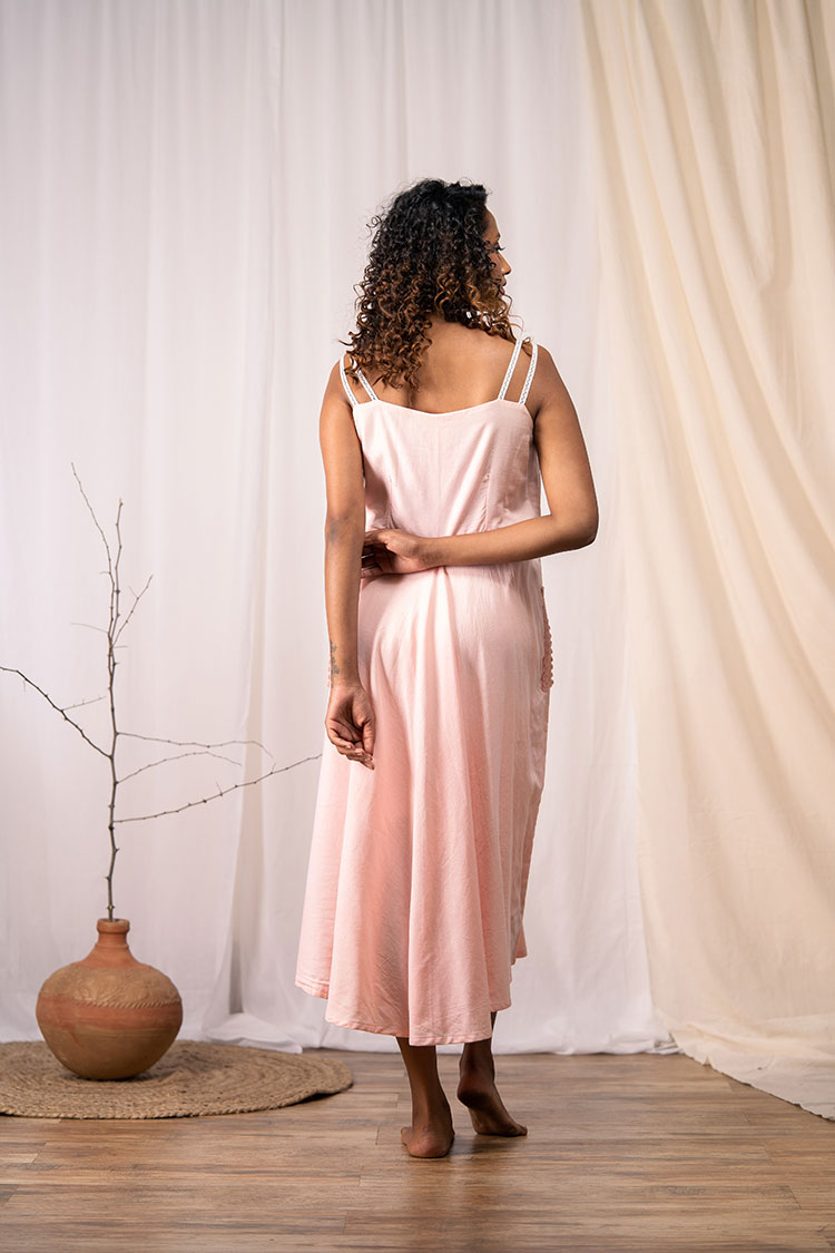 'BUDDING BEAUTY' Blush Pink Mulmul Cotton Dress