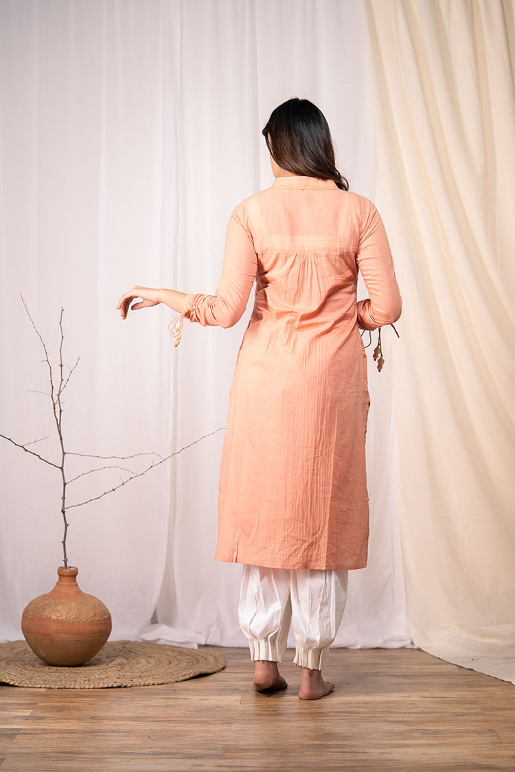 'GO ROUND AND ROUND' Rusty Rose Mulmul Cotton Dress