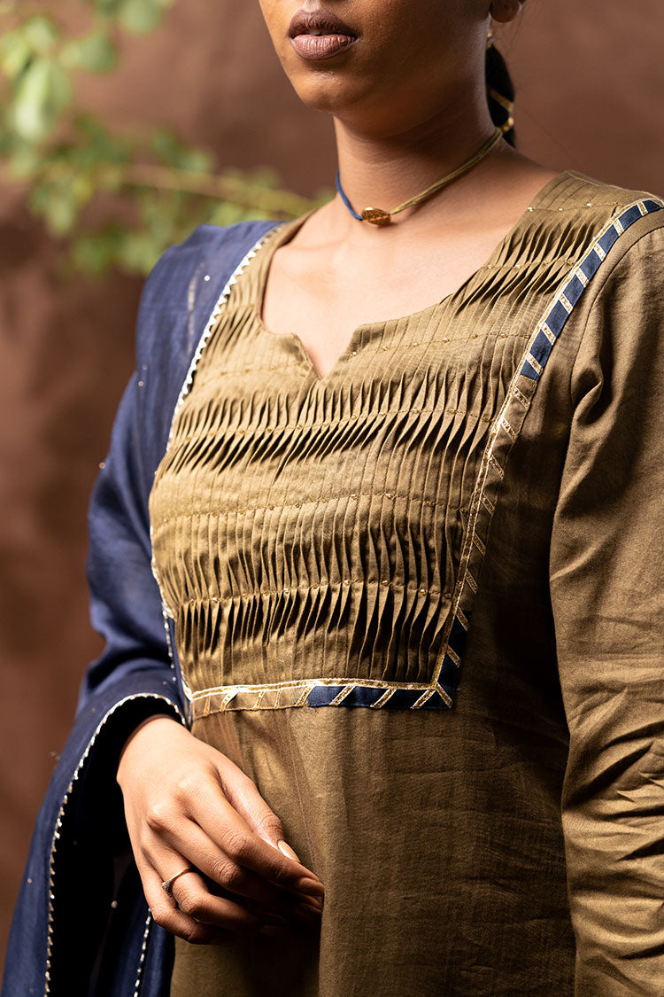 'LAKEERAIN' Cotton Silk Hand Embroidered Kurta, Pant & Dupatta Set