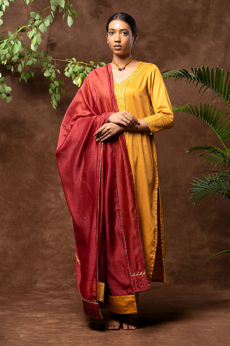 Studio Sample - 'NAAZ' Cotton Silk Hand Embroidered Kurta