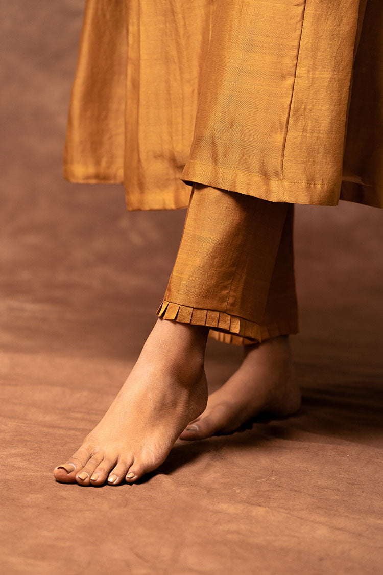 'NAWABI' Handloom Chanderi Silk Hand Embroidered Kurta, Pant & Dupatta Set