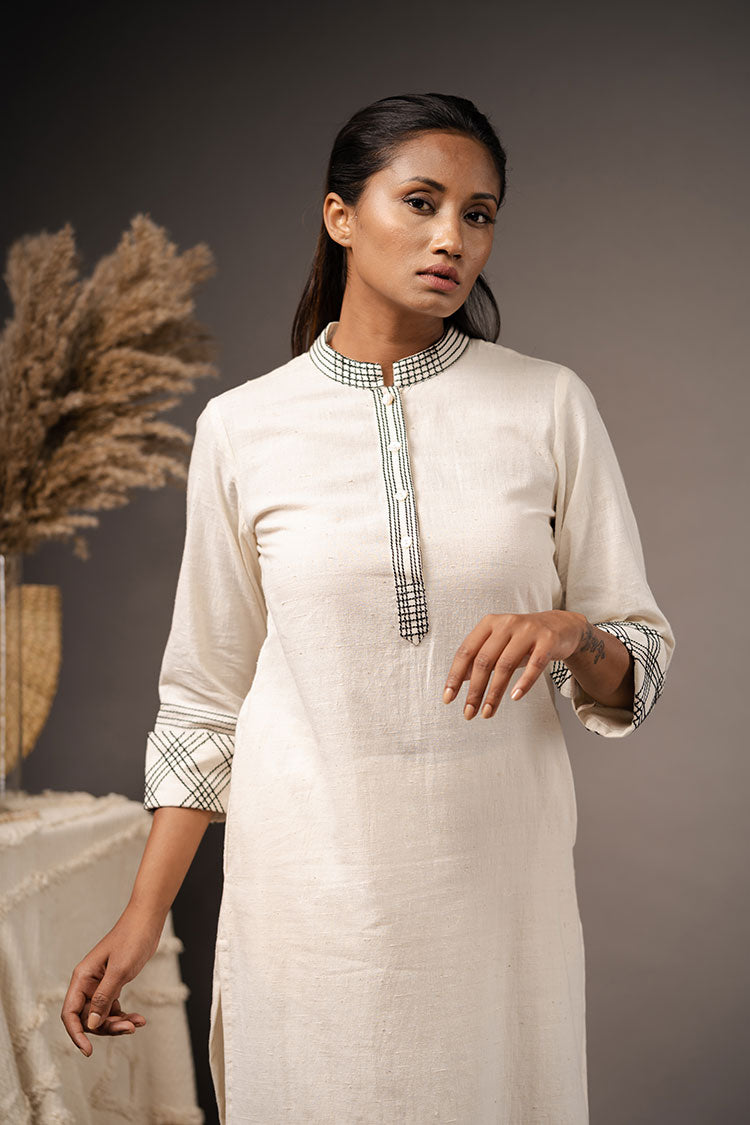 Studio Sample - 'THE PRISM' Ivory Organic Cotton Kurta