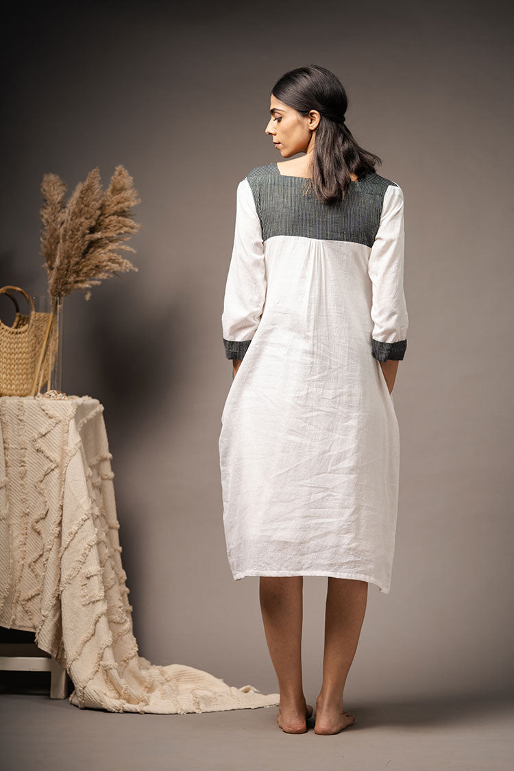 Studio Sample - 'HIERARCHY' Black And White Handwoven Cotton Dress