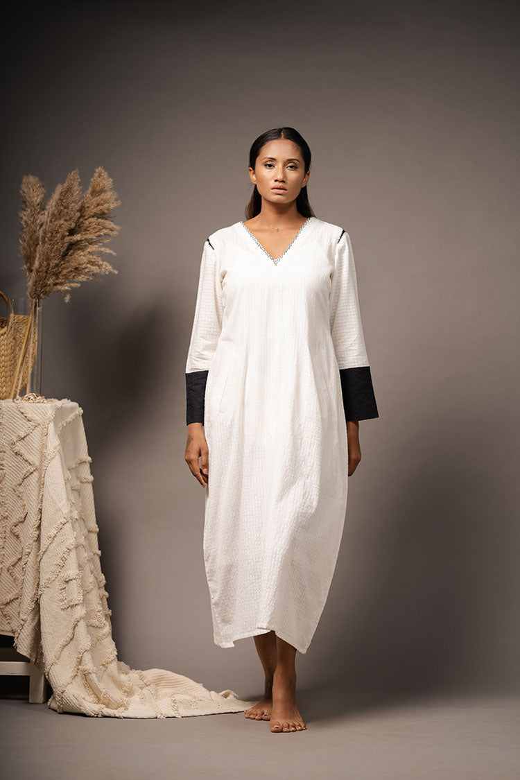Studio Sample - 'ILLUSION' White Handwoven Cotton Dress