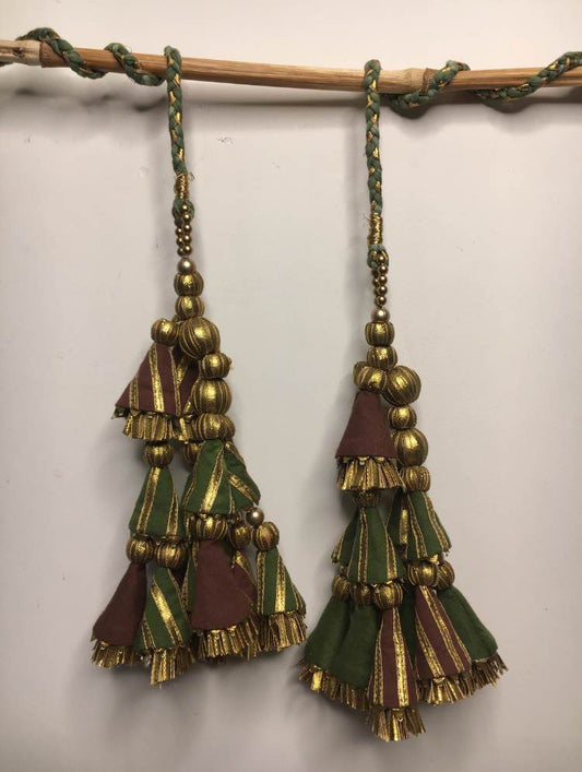 'DHARTI' Green & Brown Hand Crafted Tassels