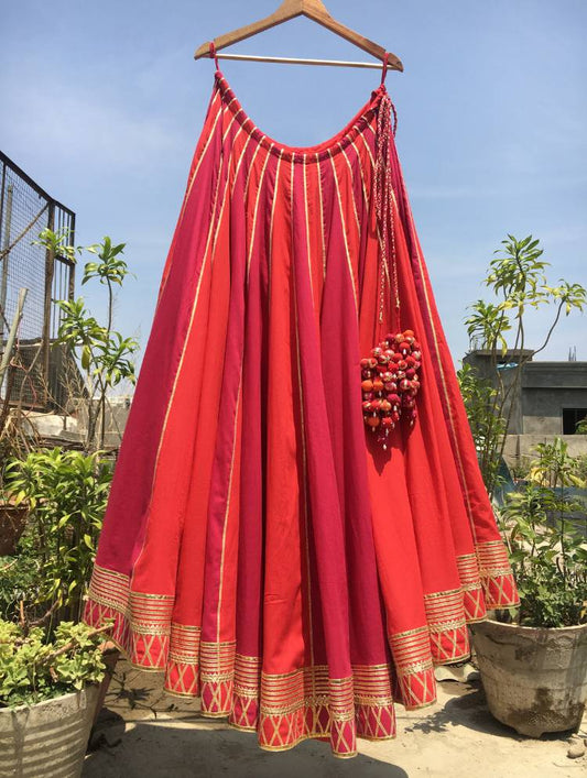 'ISHQ GULABI' Mulmul Cotton Kalidar Ghaghra