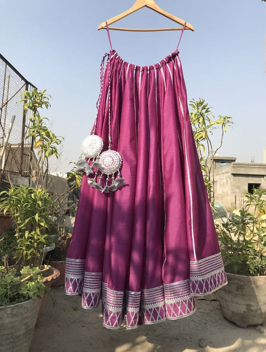 'SHAHI JAMUN' Purple Handloom Chanderi Silk Kalidar Ghaghra