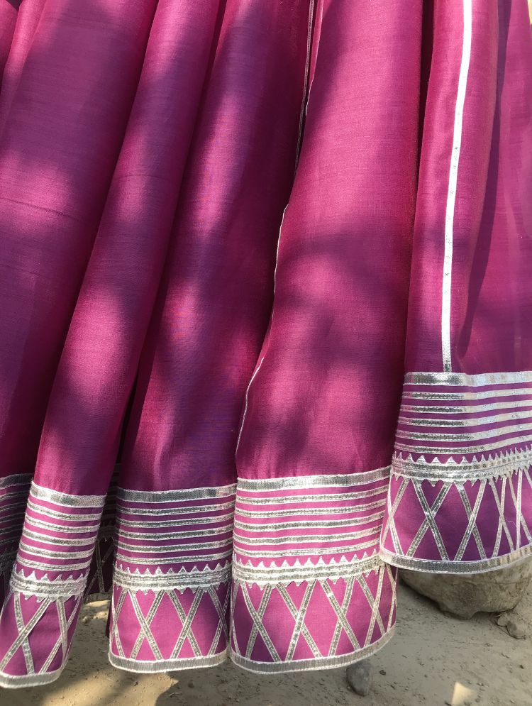 'SHAHI JAMUN' Purple Handloom Chanderi Silk Kalidar Ghaghra