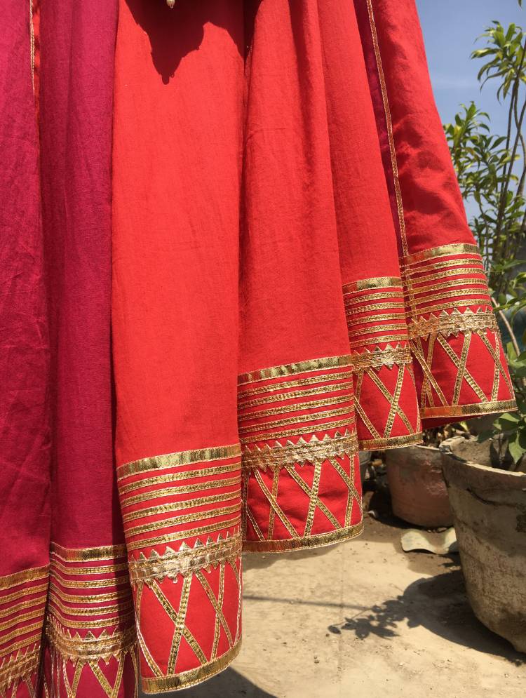 'ISHQ GULABI' Mulmul Cotton Kalidar Ghaghra