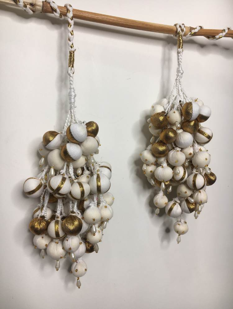 'ANGOORI' Golden & White Hand Crafted Tassels