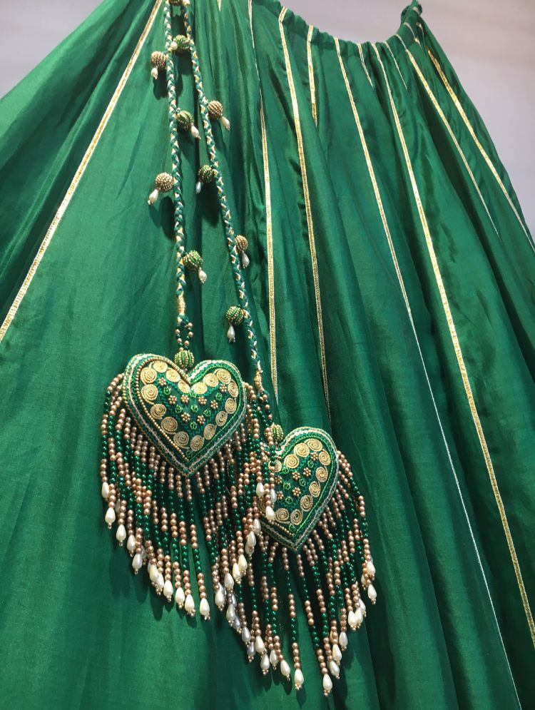 'MRIGNAYANI' Green Handloom Chanderi Silk Kalidar Ghaghra