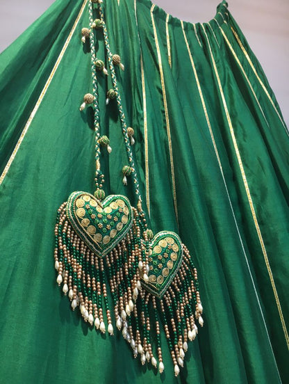 'MRIGNAYANI' Green Handloom Chanderi Silk Kalidar Ghaghra