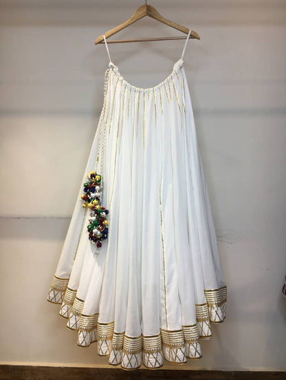 'DOODH PEDA' White Mulmul Cotton Kalidar Ghaghra