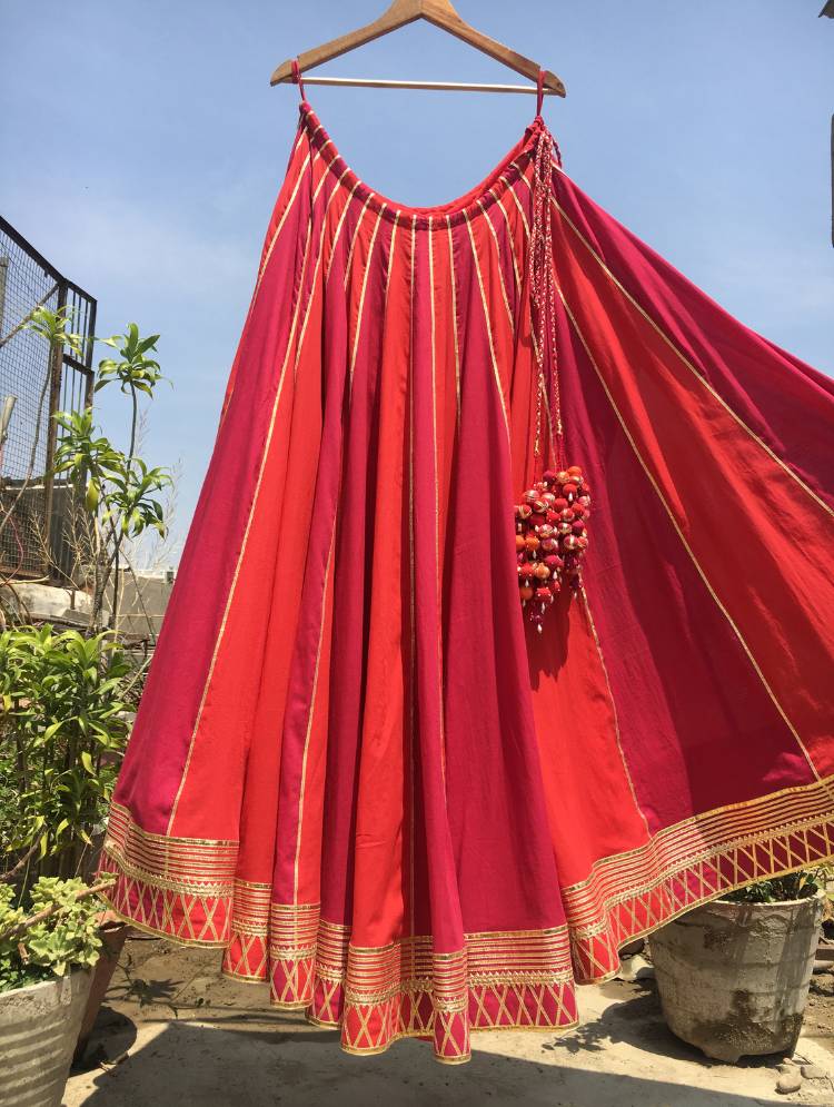 'ISHQ GULABI' Mulmul Cotton Kalidar Ghaghra