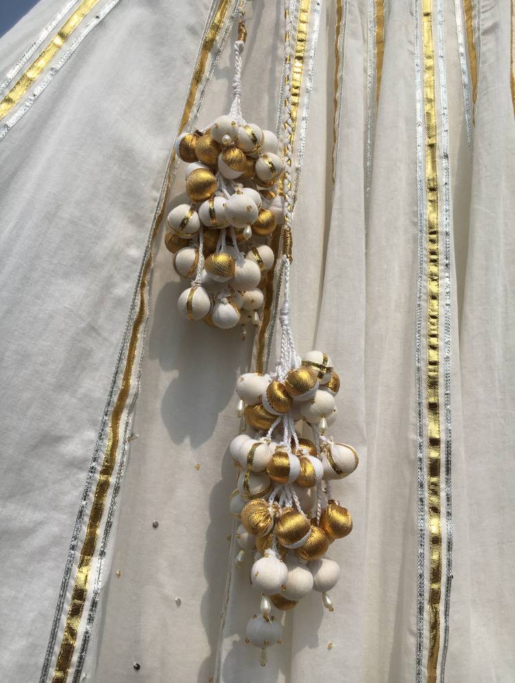 'BUSHRA' White Mulmul Cotton  Kalidar Ghaghra