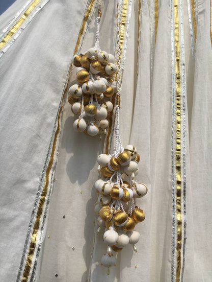 'BUSHRA' White Mulmul Cotton  Kalidar Ghaghra