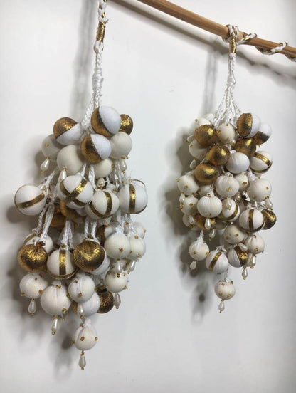 'ANGOORI' Golden & White Hand Crafted Tassels