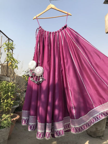 'SHAHI JAMUN' Purple Handloom Chanderi Silk Kalidar Ghaghra
