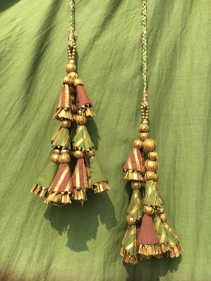 'PRITHVI' Green & Brown Mulmul Cotton Kalidar Ghaghra"