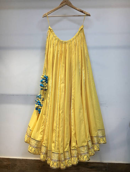 'KESARI PEDA' Yellow Mulmul Cotton Kalidar Ghaghra