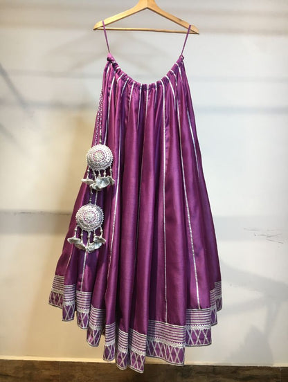 'SHAHI JAMUN' Purple Handloom Chanderi Silk Kalidar Ghaghra
