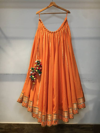 'SANTRA BARFI' Orange Mulmul Cotton Kalidar Ghaghra