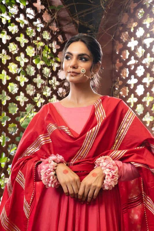 Maroon Mulmul Cotton Dupatta