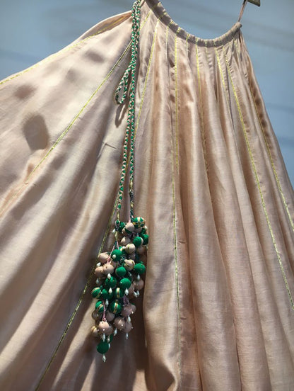 'MISHTHI' Peach Handloom Chanderi Silk Kalidar Ghaghra