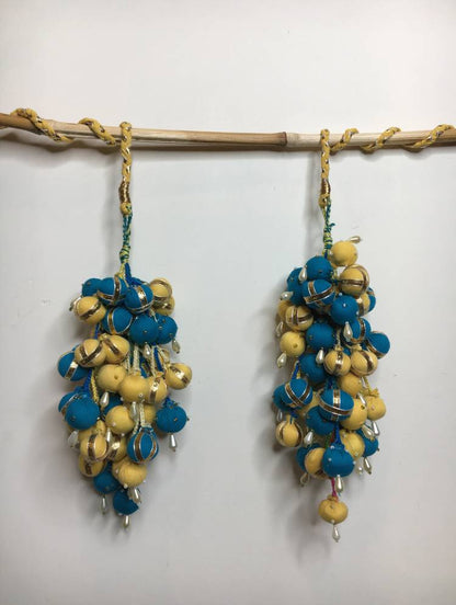 'ANGOORI' Yellow & Blue Hand Crafted Tassels