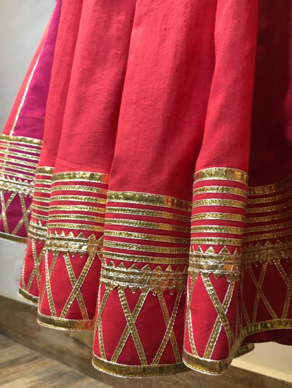 'ISHQ GULABI' Mulmul Cotton Kalidar Ghaghra