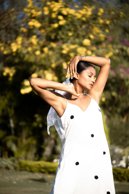 'SUNNY SIDE UP' White Handwoven Cotton Dress