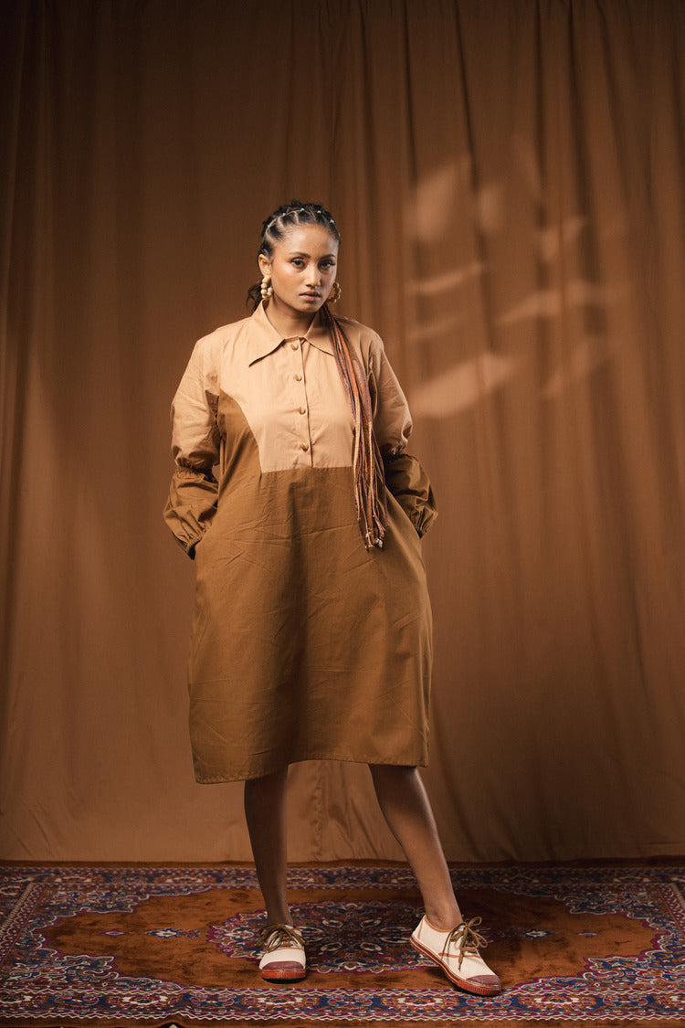 'POSHAM PA' Cotton Shirt Dress