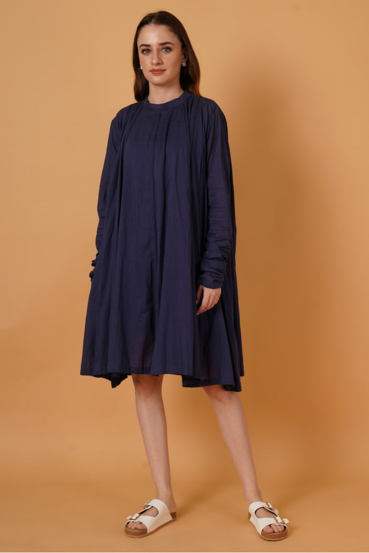 'PARINDA' Navy Blue Cotton Mulmul Dress