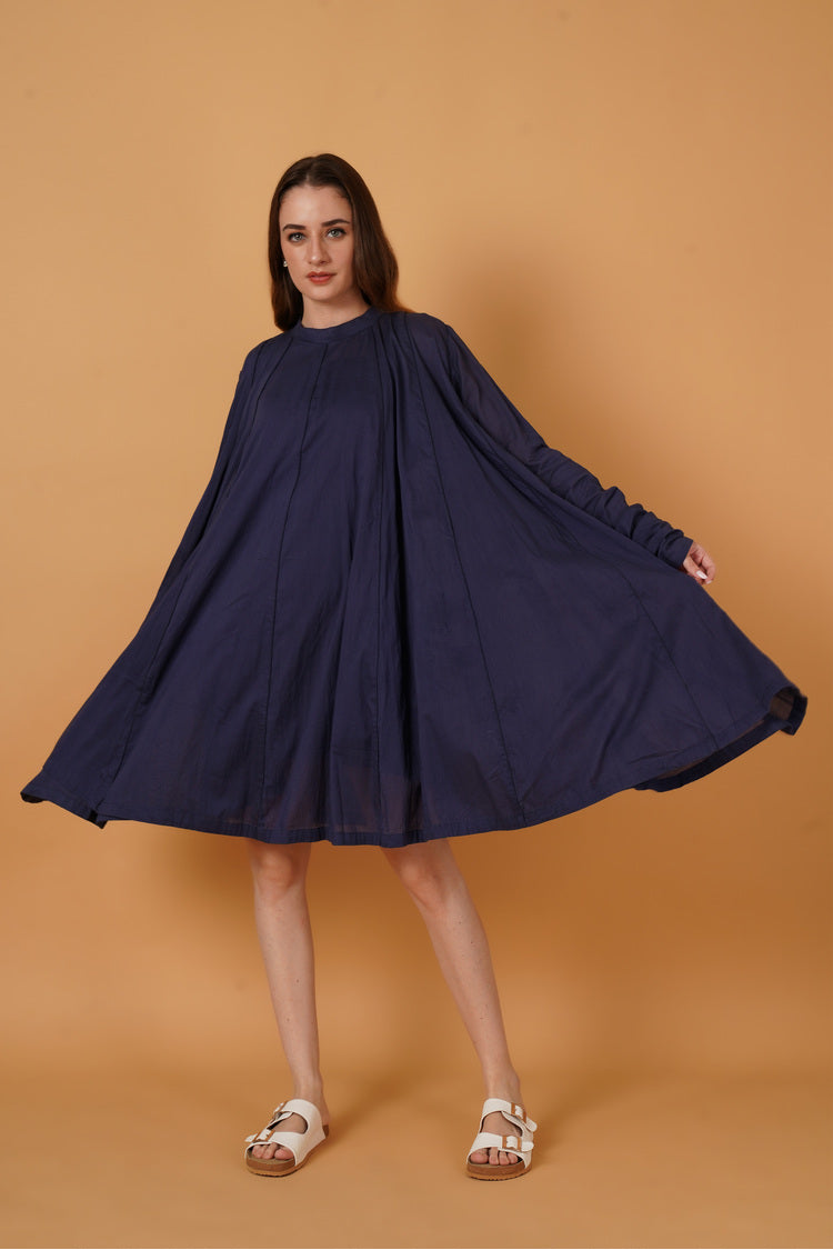 'PARINDA' Navy Blue Cotton Mulmul Dress