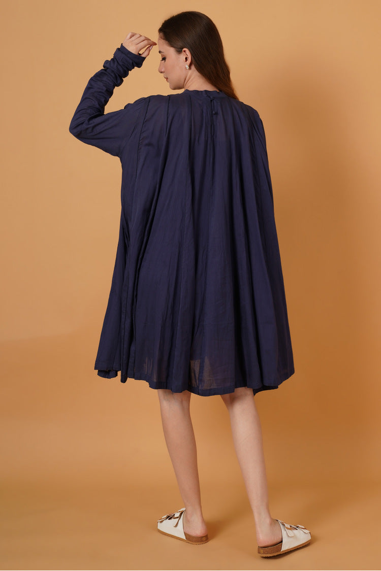 'PARINDA' Navy Blue Cotton Mulmul Dress