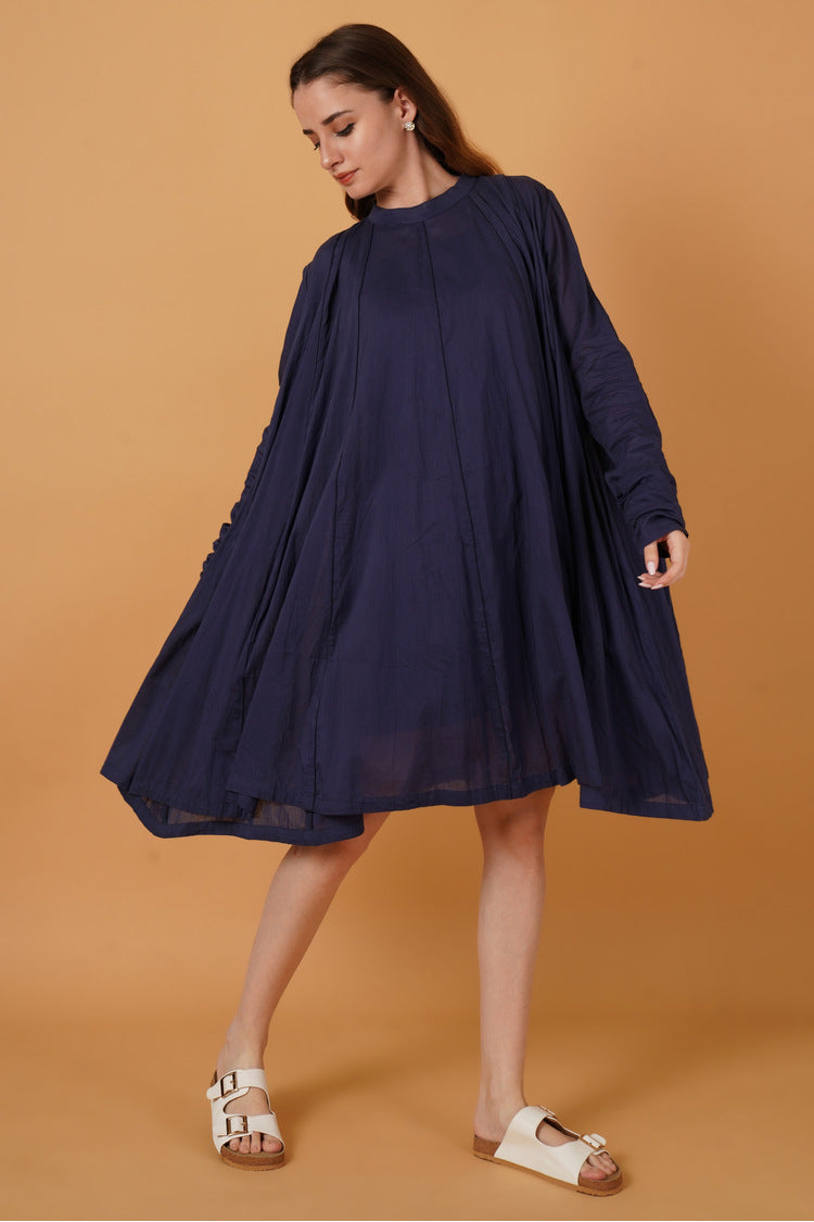 'PARINDA' Navy Blue Cotton Mulmul Dress