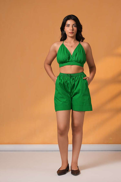 Green Poplin Cotton Bralette