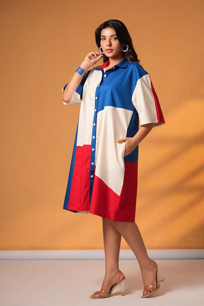 'LOVE IN TOKYO' Oversized Cotton Shirt Dress
