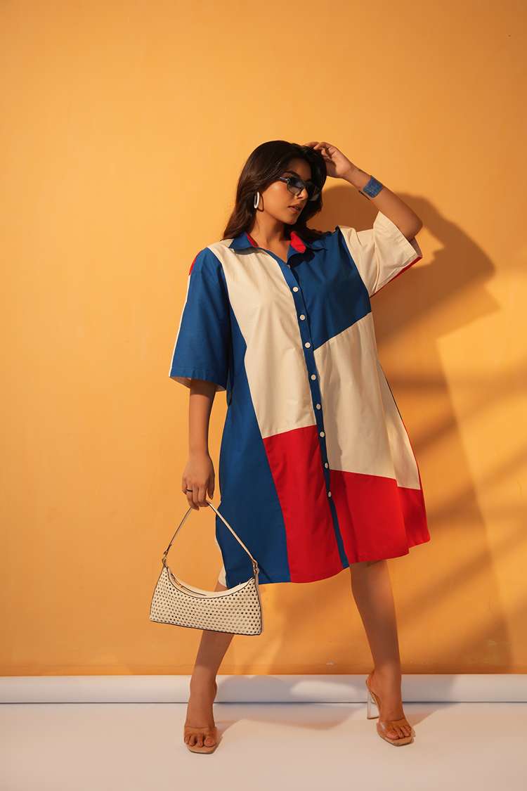 'LOVE IN TOKYO' Oversized Cotton Shirt Dress