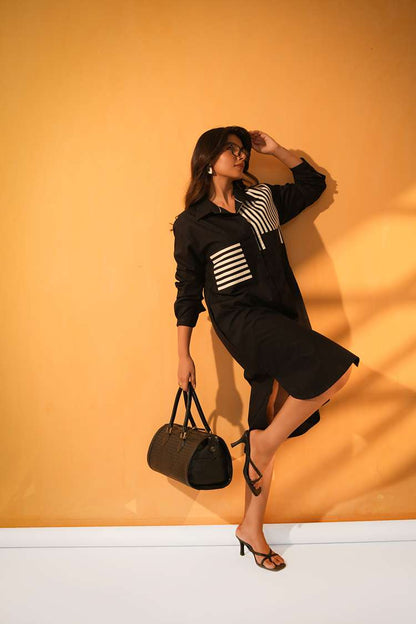'SHARABI' Oversized Cotton Shirt Dress