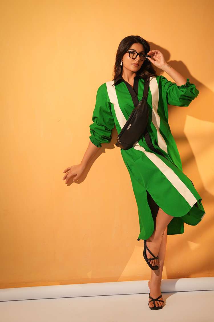 'BADHSHAH' Oversized Cotton Shirt Dress