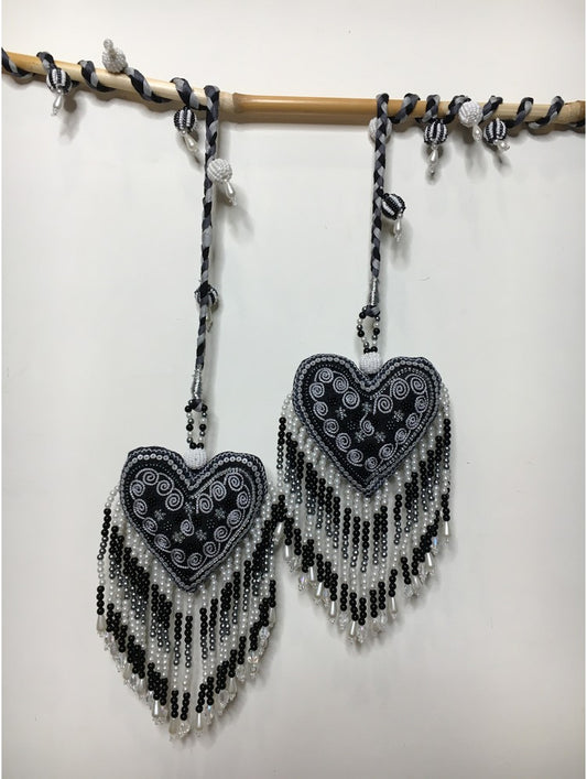 'DILAFROZ' Black & Gray Hand Crafted Tassels