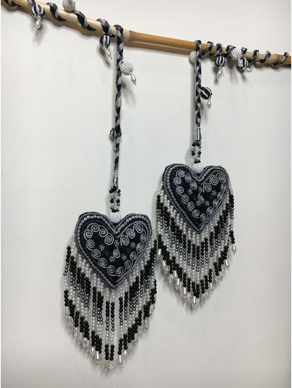 'DILAFROZ' Black & Gray Hand Crafted Tassels