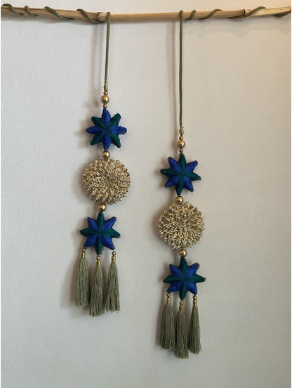 'PUSHP' Olive green Hand Crafted Tassels