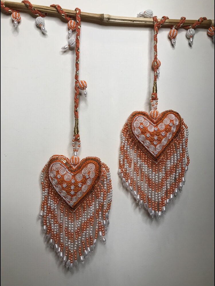 'NAKSHTRA' Orange & White Hand Crafted Tassels