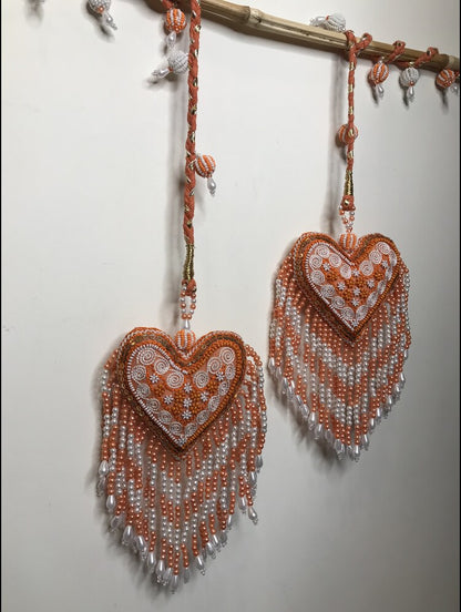 'NAKSHTRA' Orange & White Hand Crafted Tassels