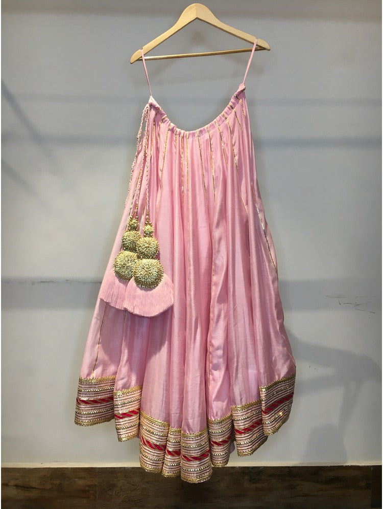 'MALIKA' Baby Pink Handloom Chanderi Silk Kalidar Ghaghra