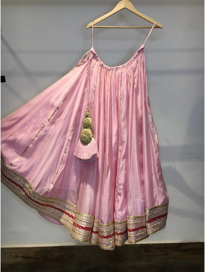 'MALIKA' Baby Pink Handloom Chanderi Silk Kalidar Ghaghra