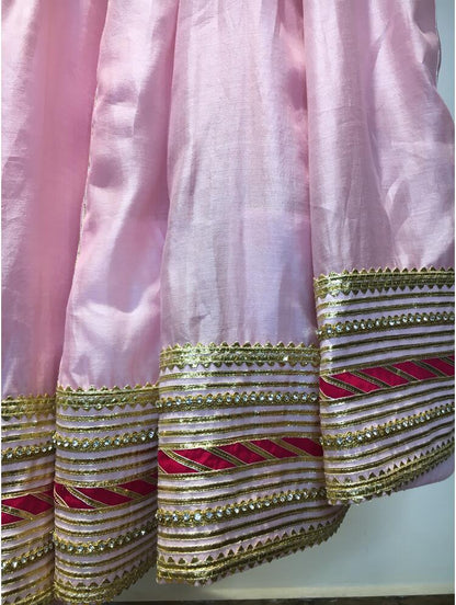 'MALIKA' Baby Pink Handloom Chanderi Silk Kalidar Ghaghra